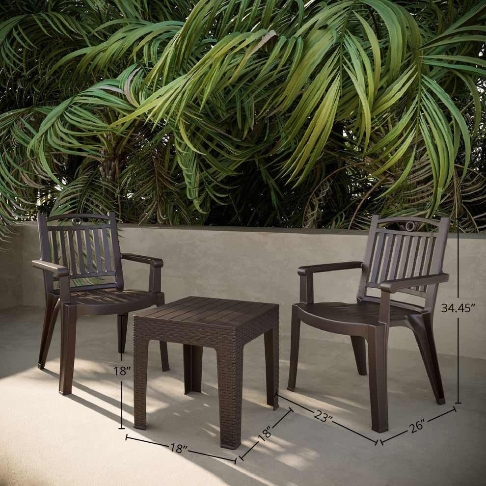 Windsor Chairs & Trillia Table Set, Brown