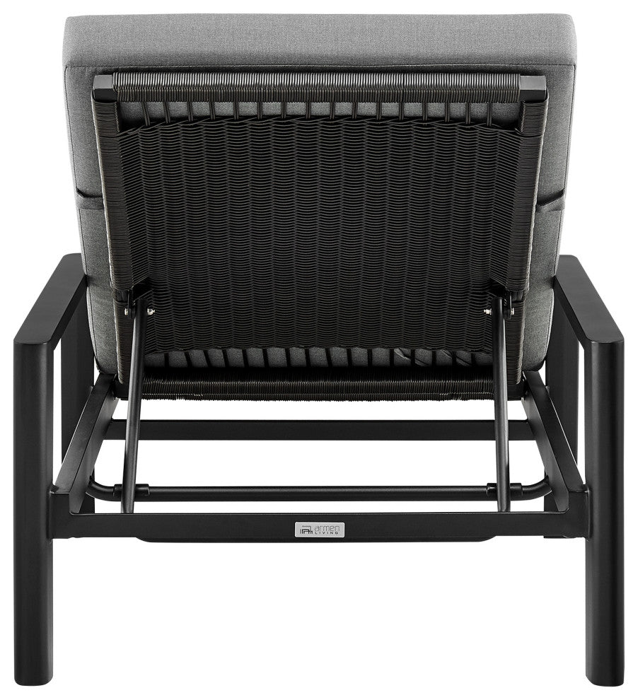 Cayman Outdoor Adjustable Chaise Lounge Chair in Aluminum with Gray Cushions