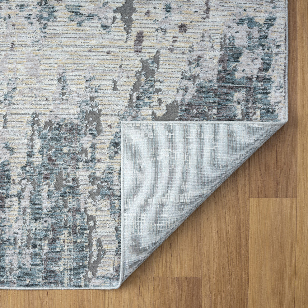 Brynn Gray/Blue Modern Abstract Indoor Area Rug, 2' x 3'