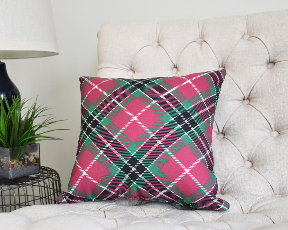 Mad for Plaid 16" Red Holiday Print Decorative Throw Pillow