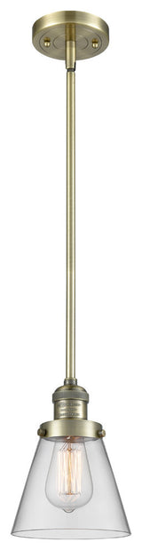 Small Cone 1-Light LED Pendant, Antique Brass, Glass: Clear