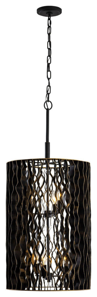 Estela 6-Lt Foyer - Matte Black/French Gold