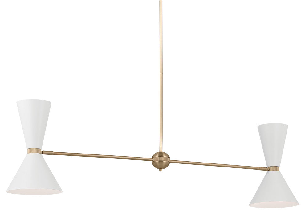 Phix 4 Light Chandelier Linear, Single, Champagne Bronze and White