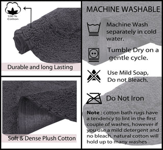Double Ruffle Collection Bath Rugs Set, 21x34 Rectangle, Gray