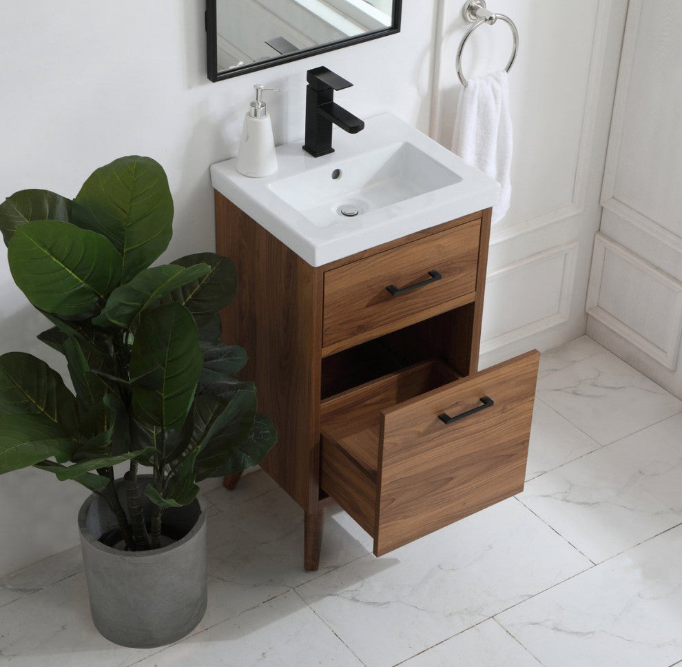 Beatrice 18" Bathroom Vanity, Walnut Brown