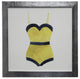 Square Yellow Bathing Suit With Blue Outline, Flat Wide Silver