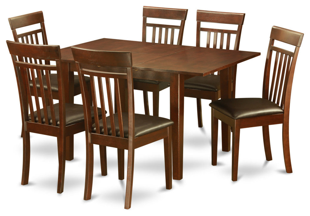 7 Pc Kitchen Nook Dining Set -Small Table And 6 Dining Chairs, Mahogany