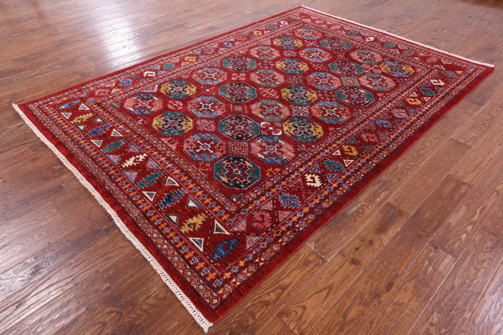 6' 6" X 9' 5" Hand-Knotted Bokhara Wool Rug Q11266