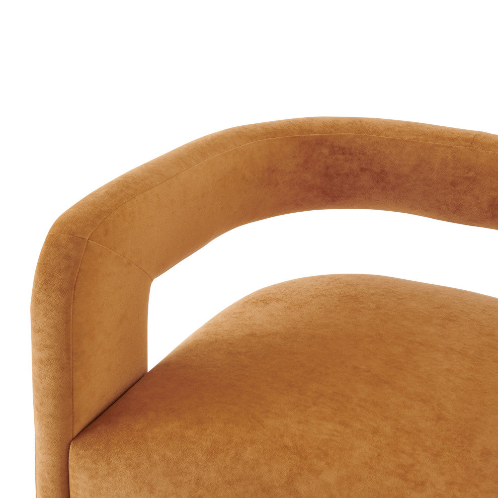 Althea Velvet Accent Arm Chair in Dainty Caramel