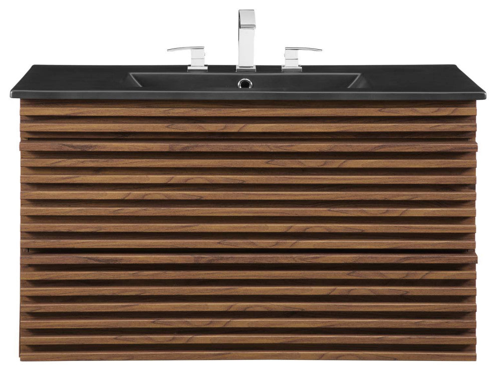 Render 36" Wall-Mount Bathroom Vanity Walnut Black -5395