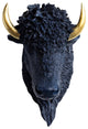 Faux Taxidermy Bison Head Wall Mount, Navy and Gold
