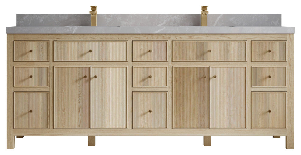 Sonoma Oak 84 Double Sink Bath Vanity with 2" Empira White Quartz