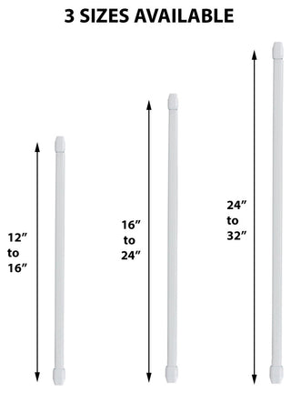 Set of 2 Adjustable Flat Sash Rod, White, 16" to 24"