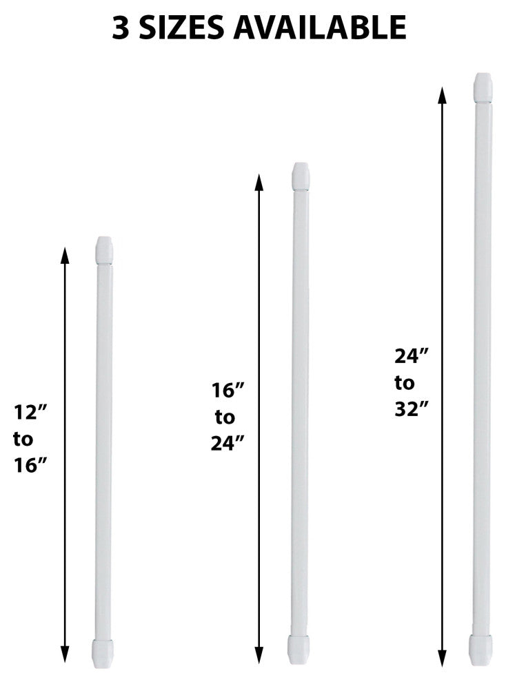 Set of 2 Adjustable Flat Sash Rod, White, 16" to 24"