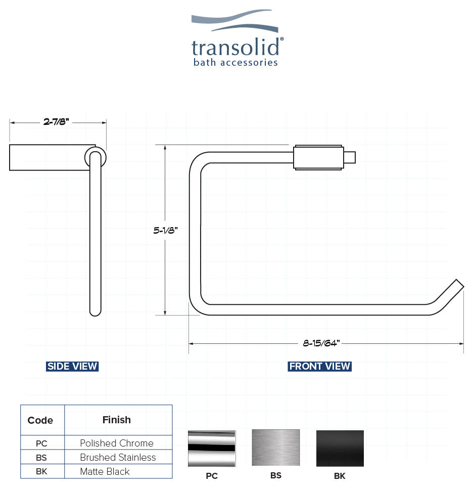 Transolid Maddox Towel Ring, Black