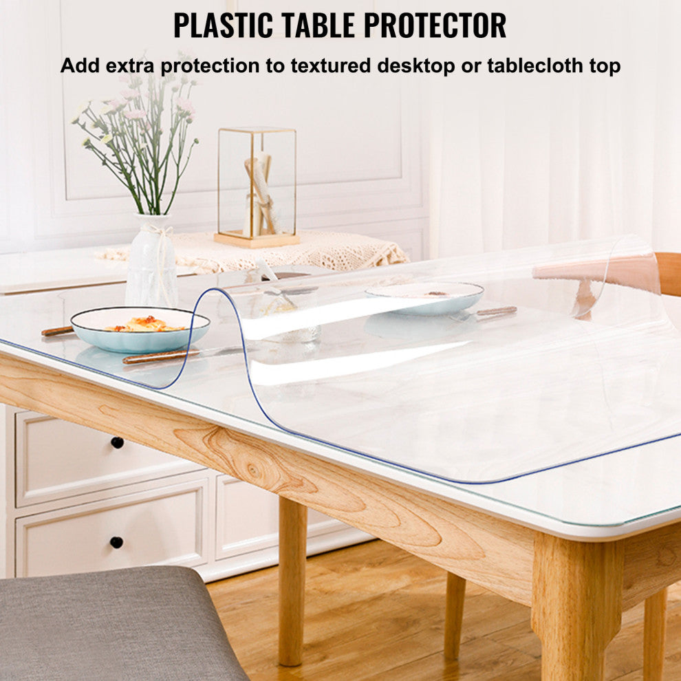VEVOR 110"X46" Plastic Table Pad Thick Crystal Clear Table Cover PVC Tablecloth