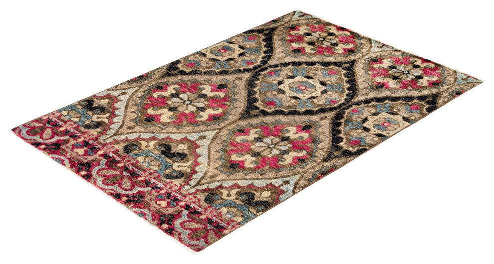 Modern, One-of-a-Kind Hand-Knotted Area Rug Multi, 4' 0" x 6' 0"