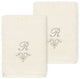 Linum Home Turkish Cotton Monica 2-Piece Embellished Washcloth Set, Cream