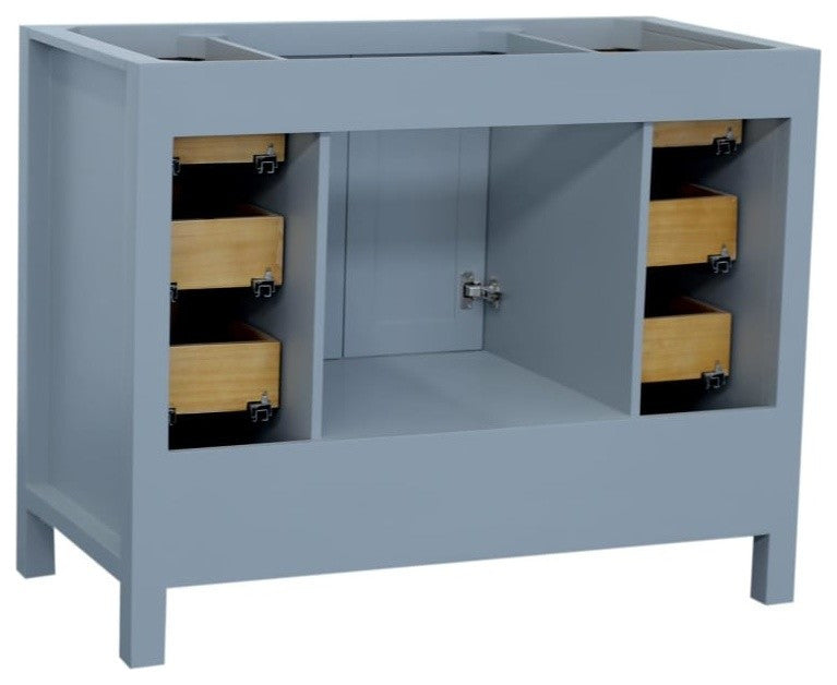 Ariel Cambridge 42" Single Sink Base Cabinet, Gray, Center Sink