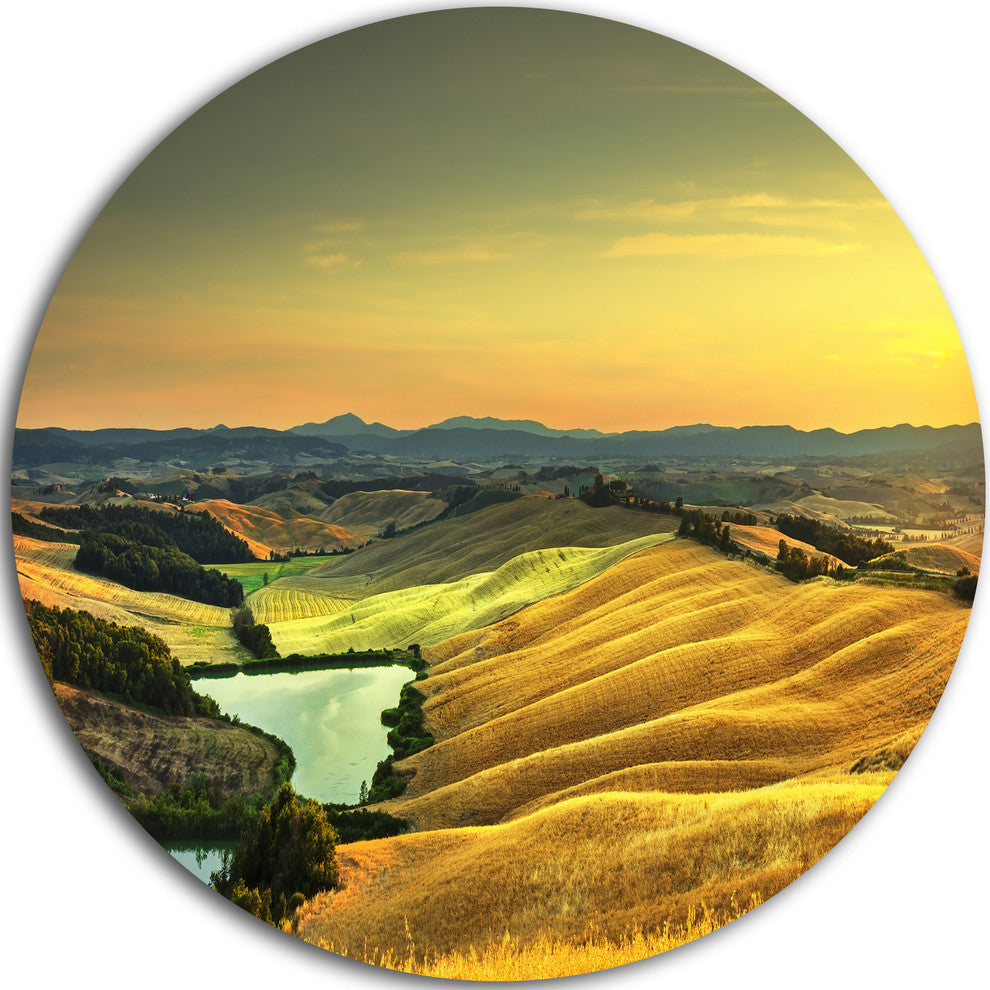 Rural Landscape Italy Panorama, Landscape Round Wall Art, 36"