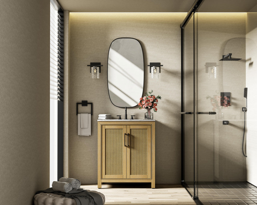 Home Living 30" Single Bathroom Vanity, Linen Oak