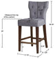 Madison Park Avila Tufted Bar Back Stools Counter Height Stool, Gray