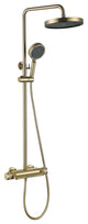 Thermostatic Wall Mounted Shower System with Multi-Function Hand Shower, Brushed Gold