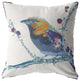 16" Blue White Robin Suede Throw Pillow