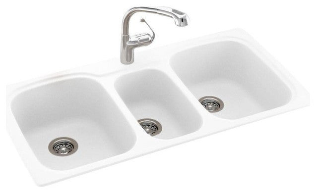 Swan, Kitchen Sink, 22"x44"x9.5", White
