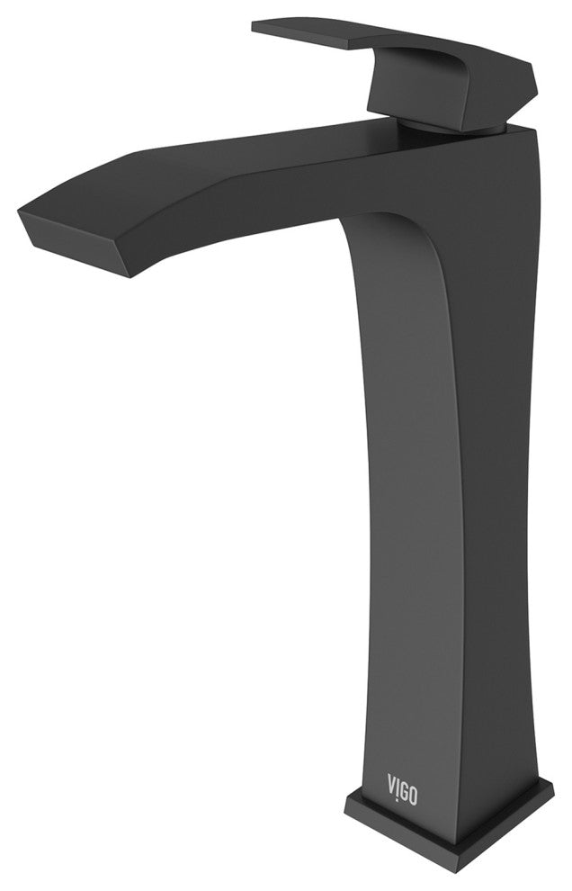 VIGO Blackstonian 12" H Single Handle Single Hole Bathroom Vessel Faucet, Matte Black
