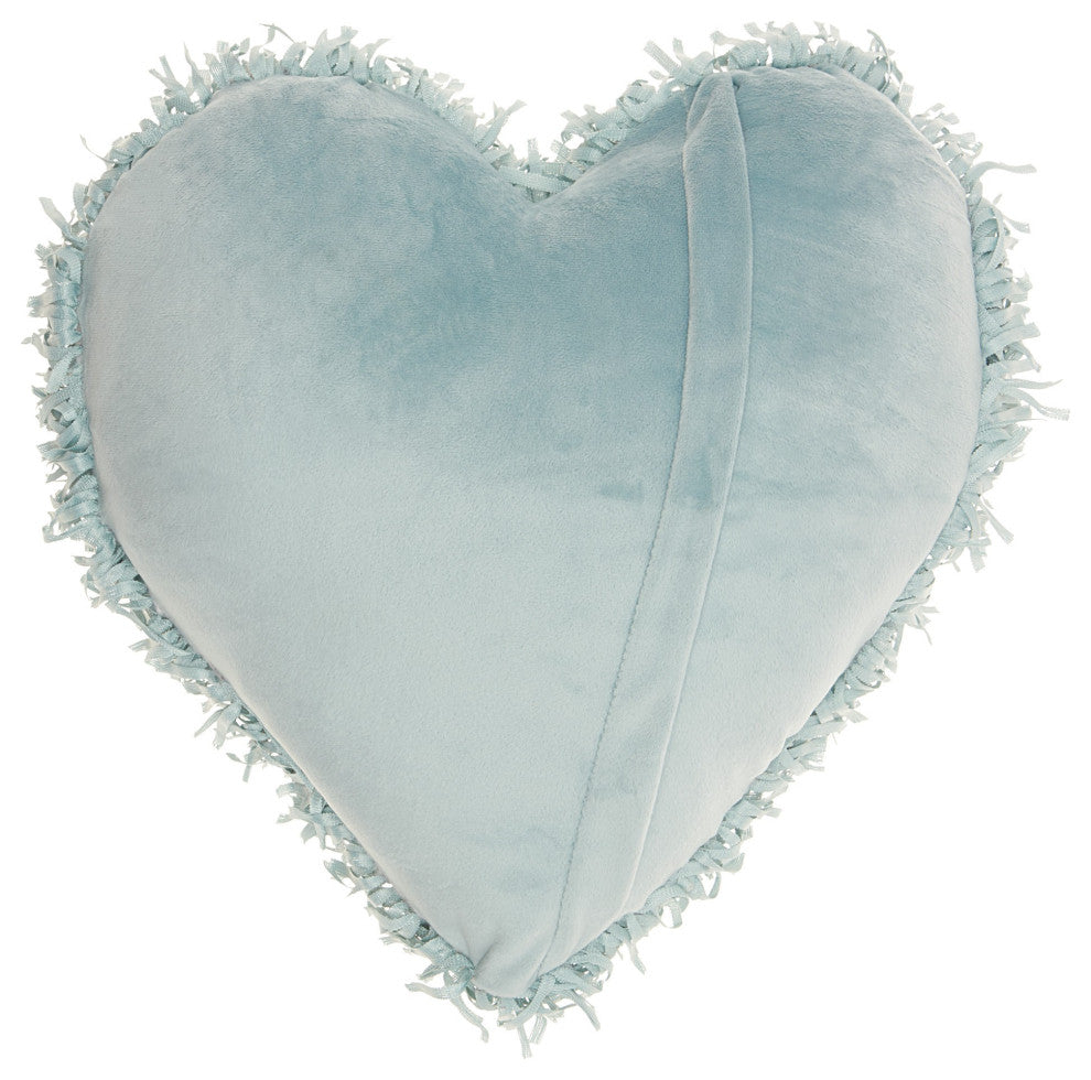 Heart Shaped Celadon Shag Accent Pillow