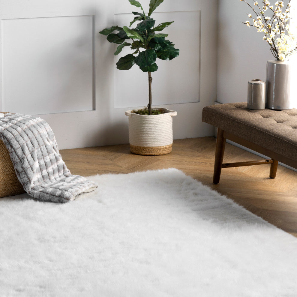 Nuloom Drummond Shag Area Rug, Ivory 5'x7'