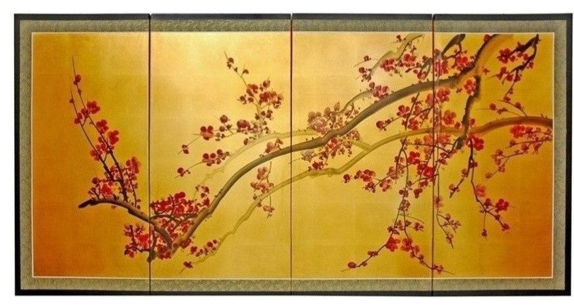 Plum Tree on Gold Leaf, 72"x36"