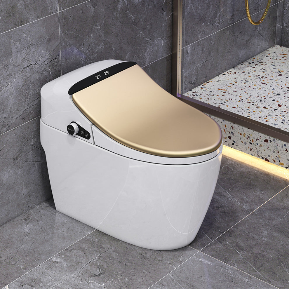 Smart One-Piece 1.27 GPF Floor Mounted Elongated Toilet and Bidet with Seat, Gold