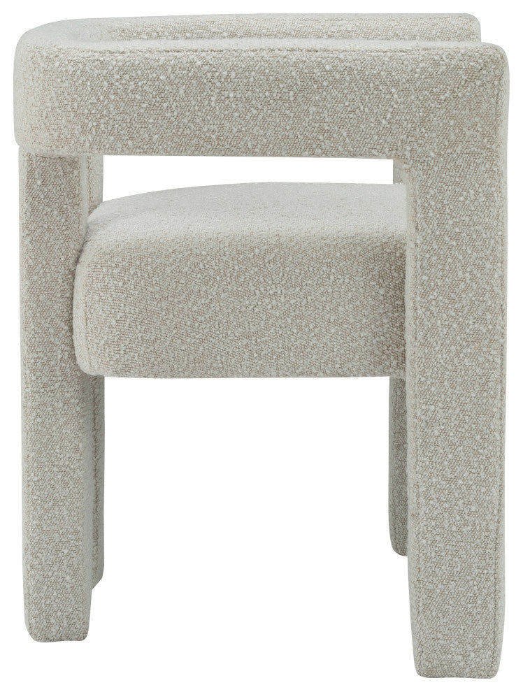 Athena Boucle Fabric Upholstered Accent / Dining Chair, Cream