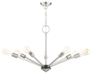 Livex Lighting Prague 7 Light Brushed Nickel With Black Accent Chandelier