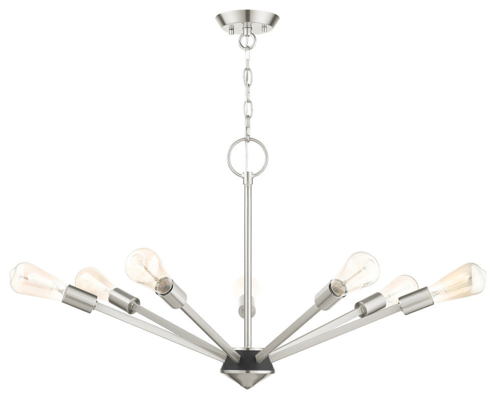 Livex Lighting Prague 7 Light Brushed Nickel With Black Accent Chandelier