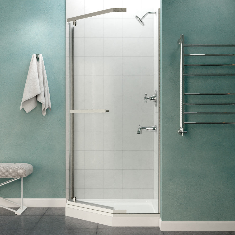 ANZZI Castle 49"x72" Hinged Semi-Frameless Shower Door, Brushed Nickel