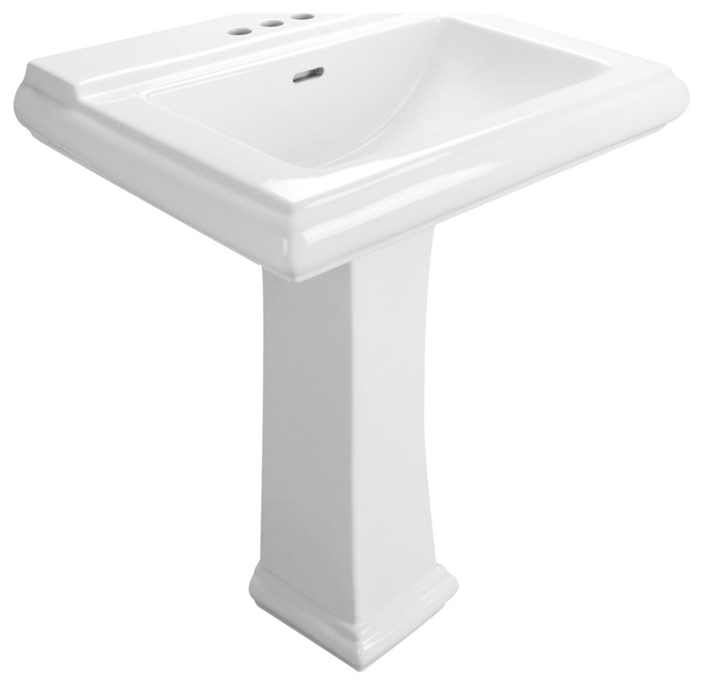 Apex 26 1/2" Tall White Vitreous China Rectangular Pedestal Bathroom Sink