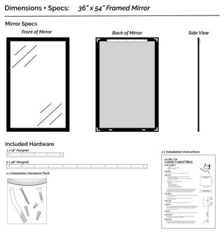Meade Framed Wall Mirror, Silver, 36"x54"