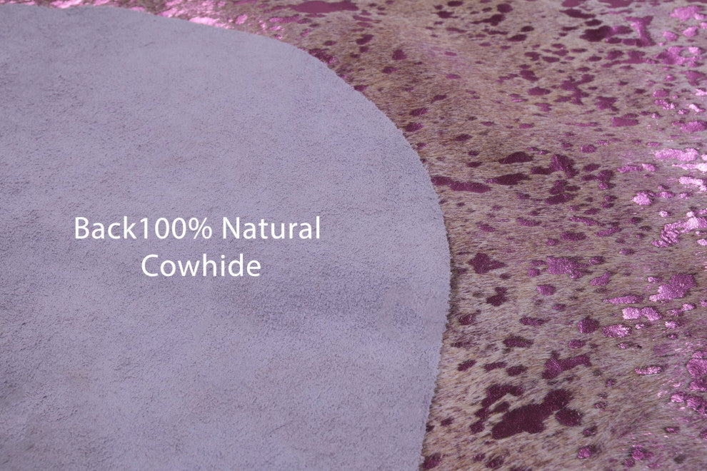 Pink Metallic Cowhide Rug 6' 10" X 6' 8" C2104