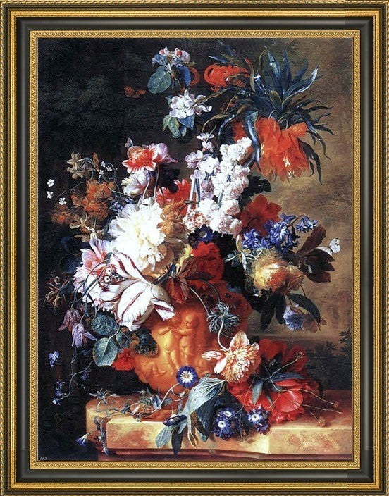Jan Van Huysum Bouquet of Flowers in an Urn Framed Premium Canvas Print, 21"x28"