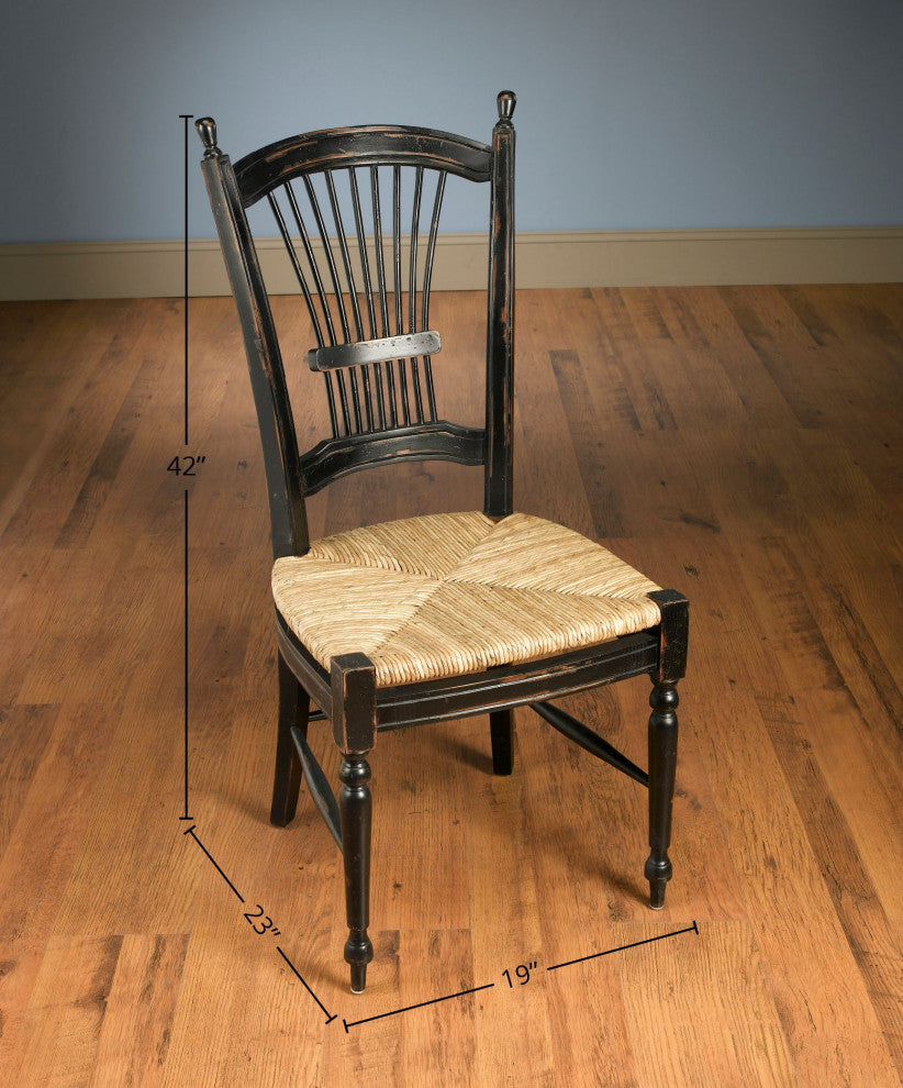 Wheat Back Side Mahogany Dining Chair, Black
