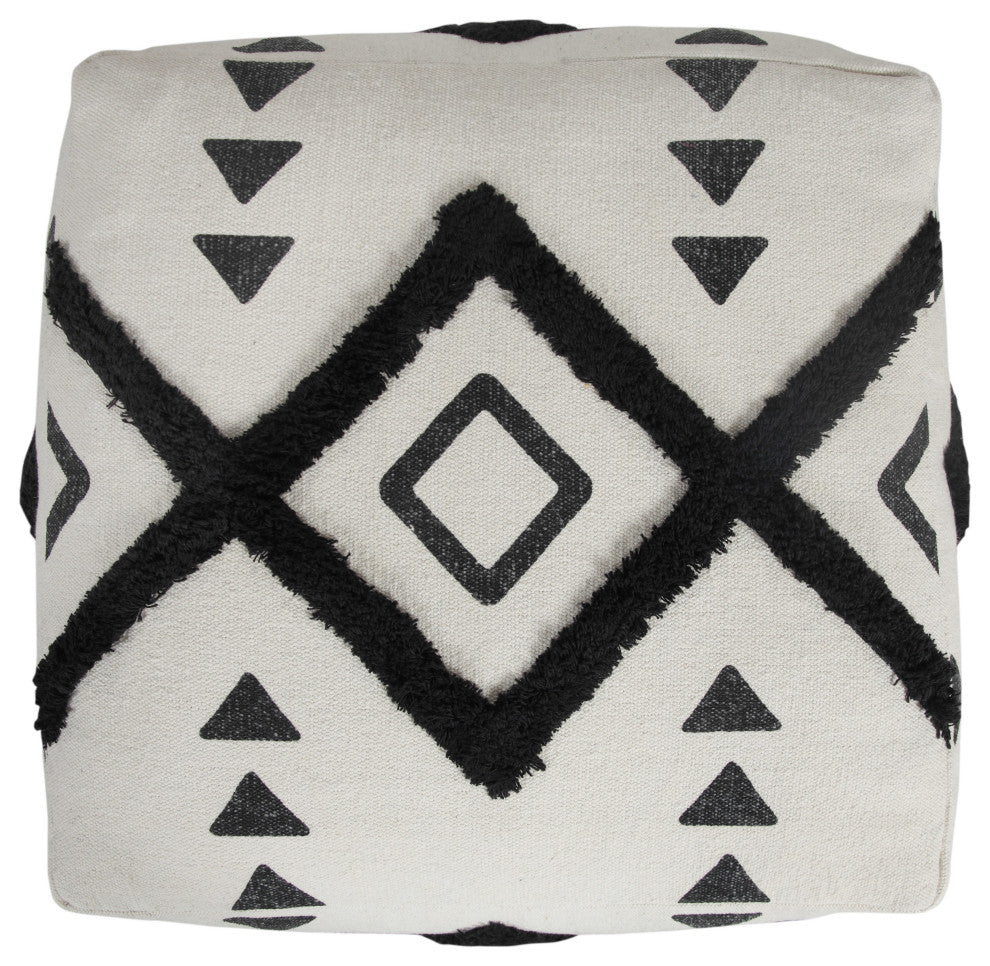 Textured Double Diamond Pouf Ottoman