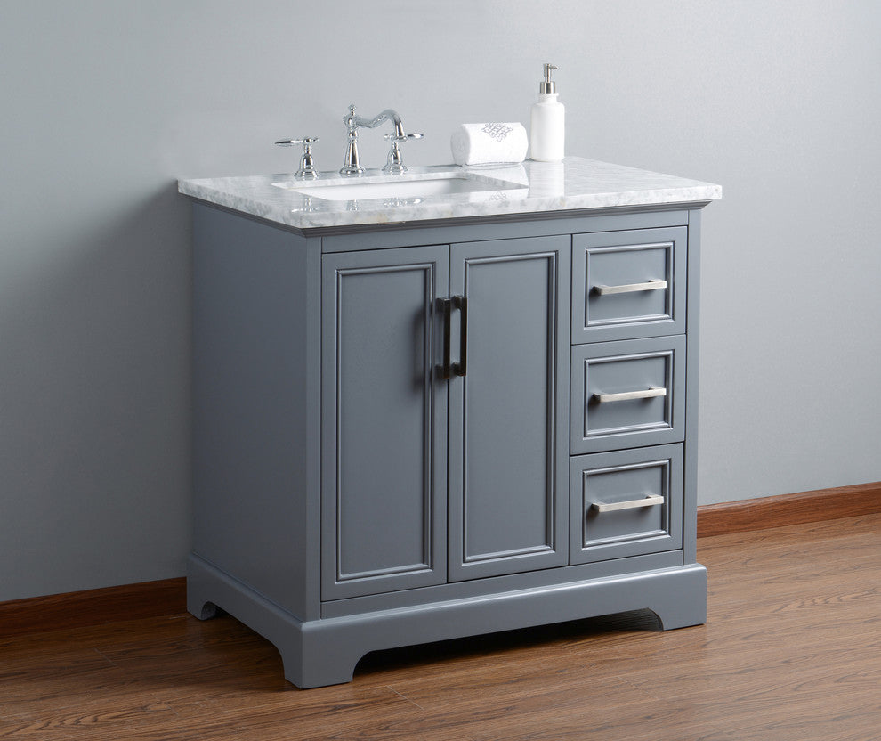 Ariane Bathroom Vanity, Gray, 36" Single Sink