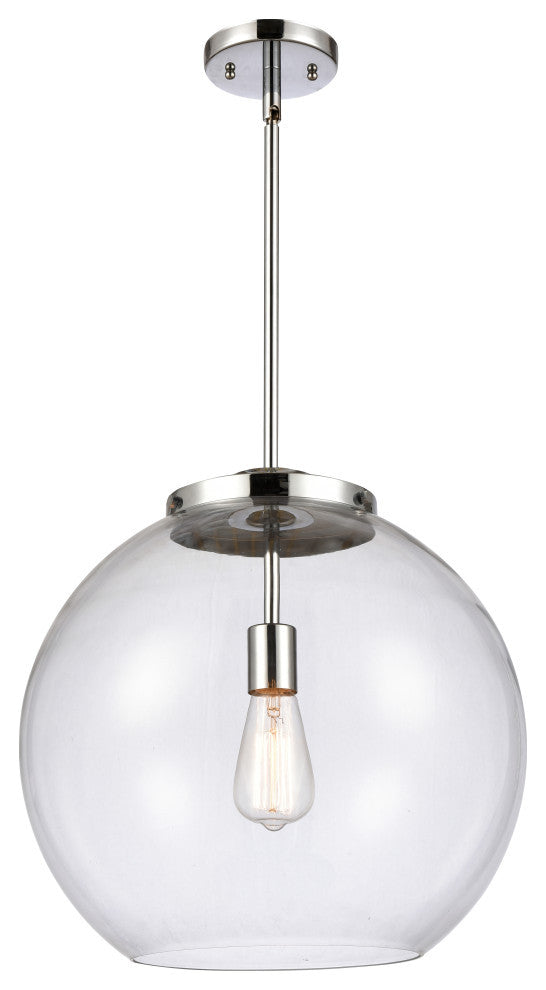 Athens Pendant, Polished Chrome, Clear, Clear