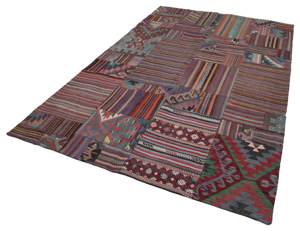 Rug N Carpet - Handmade Turkish 6' 7'' x 9' 11'' Vintage Patchwork Kilim Rug