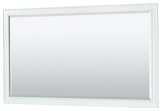 60"DBL Bath Vanity White, Carrara Countertop, Sinks, Gold Trim, 58" Mirror