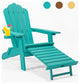 Adirondack Oversized Chair, Pullout Ottoman With Cup Holder, Green