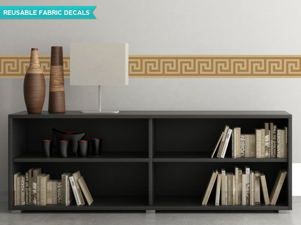 Greek Key Border Fabric Wall Decal, Set of 2, Brown
